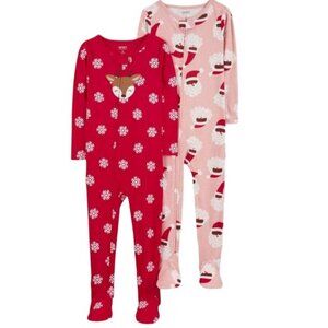 Carter's Toddler Girls' Snowflake Reindeer/Santa Footed Pajama Set (1123)